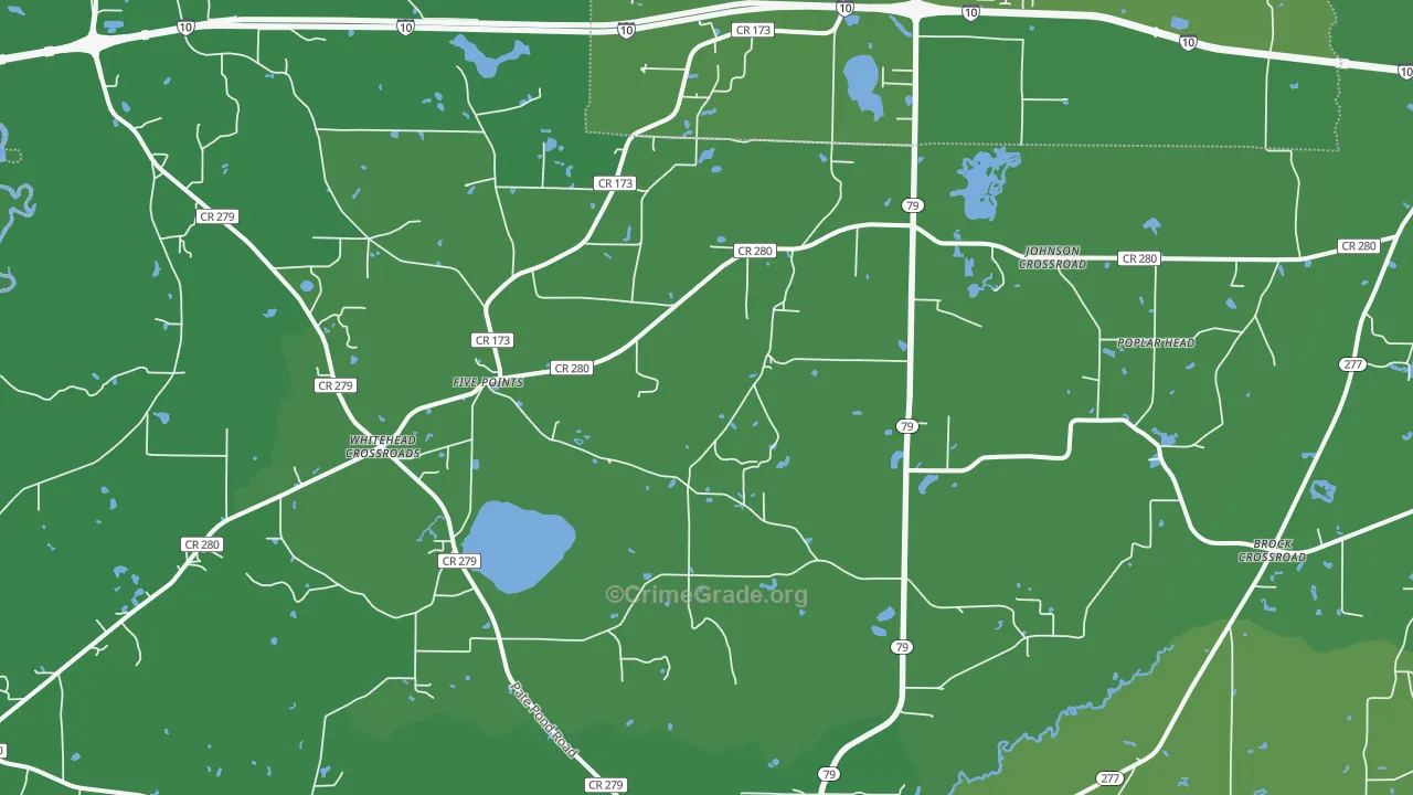 Whitehead Crossroads, FL Map of Vehicle Theft Rates