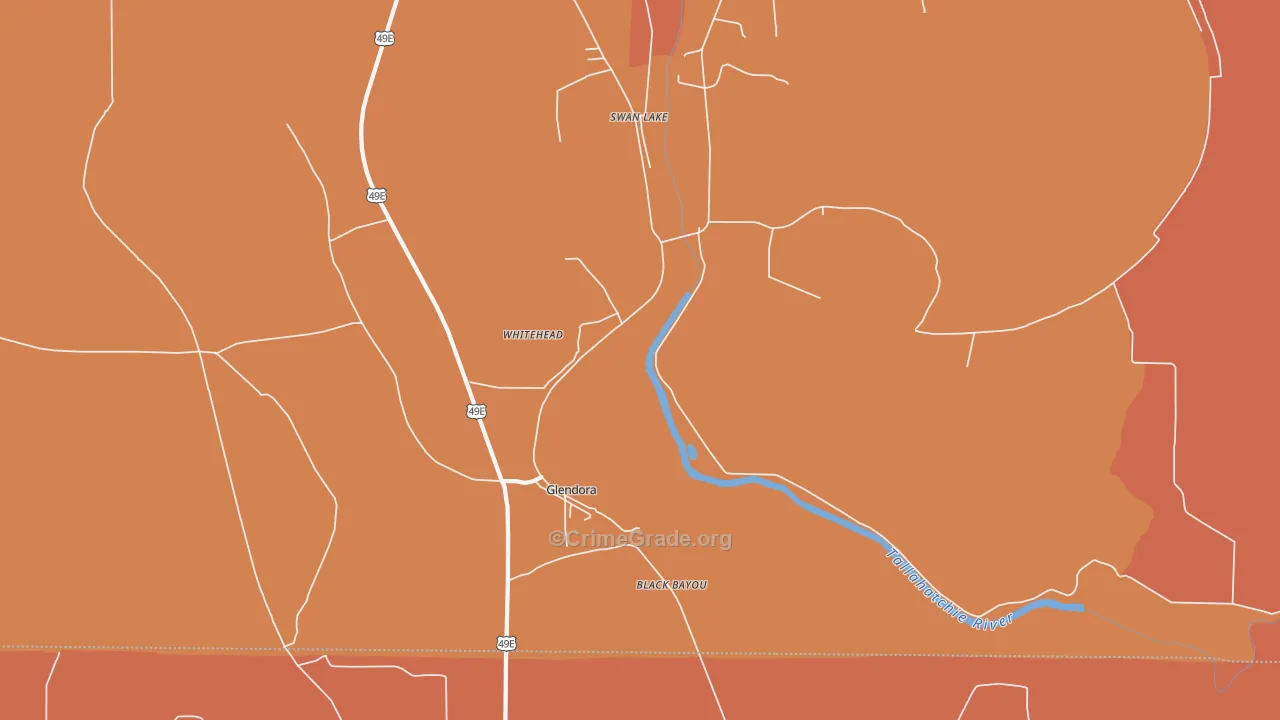 Whitehead, MS Map of Vehicle Theft Rates