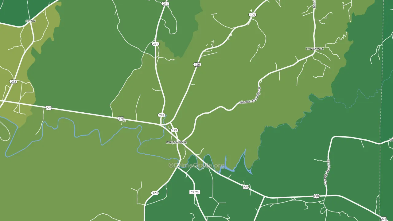 Whitehouse, AL Map of Vehicle Theft Rates