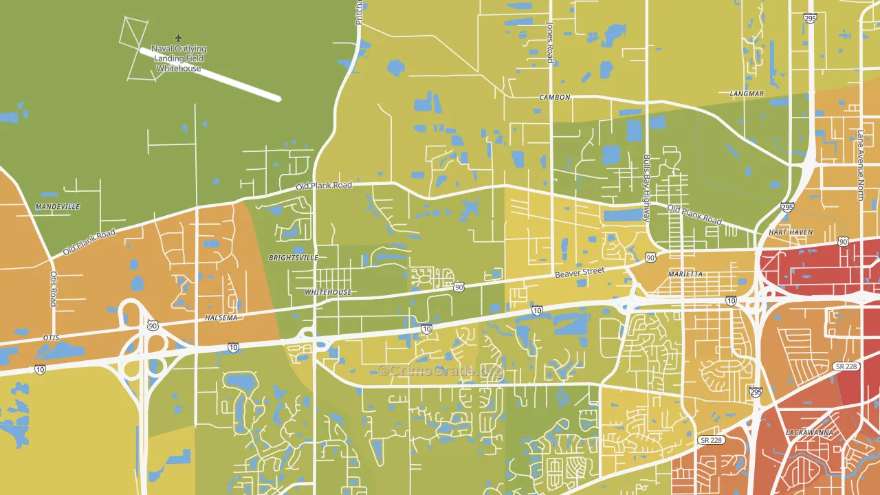 Whitehouse, Jacksonville, FL Map of Vehicle Theft Rates