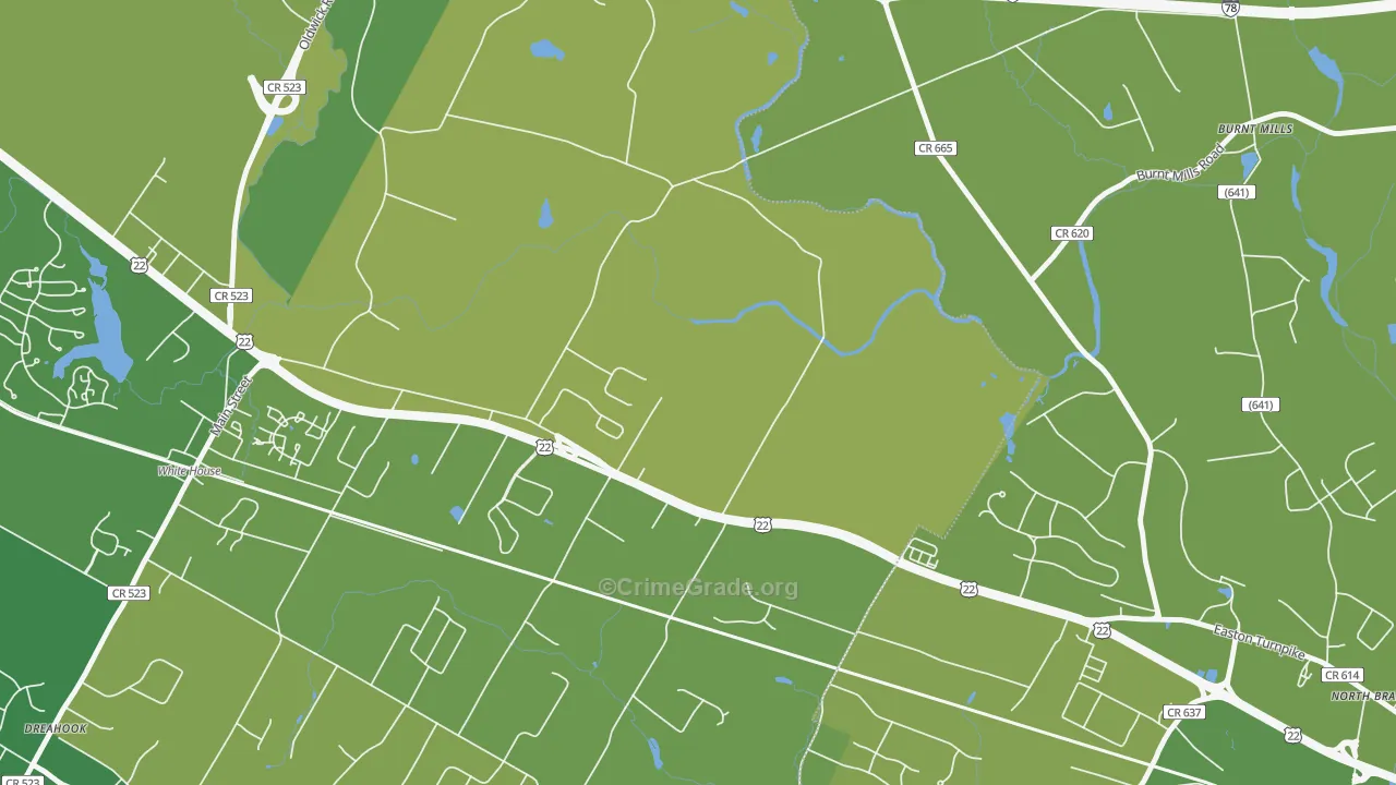 Whitehouse, NJ Map of Vehicle Theft Rates