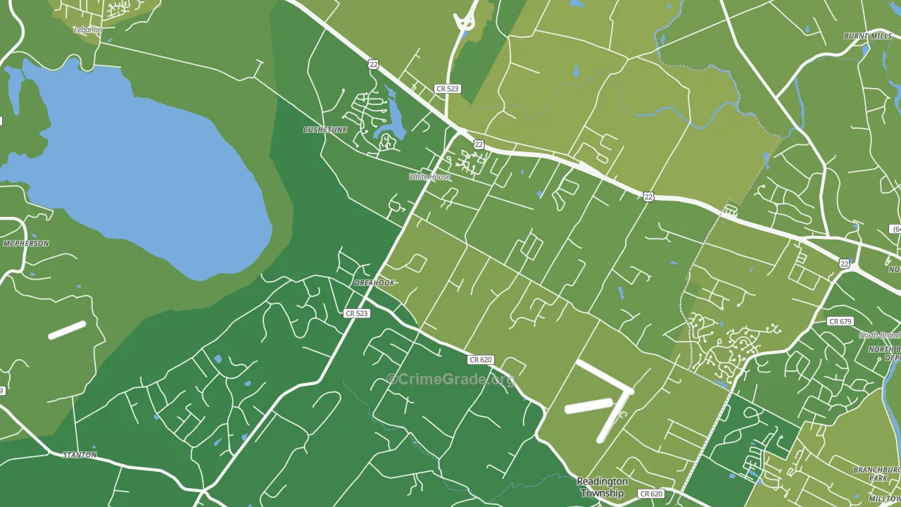 Whitehouse Station, NJ Map of Vehicle Theft Rates