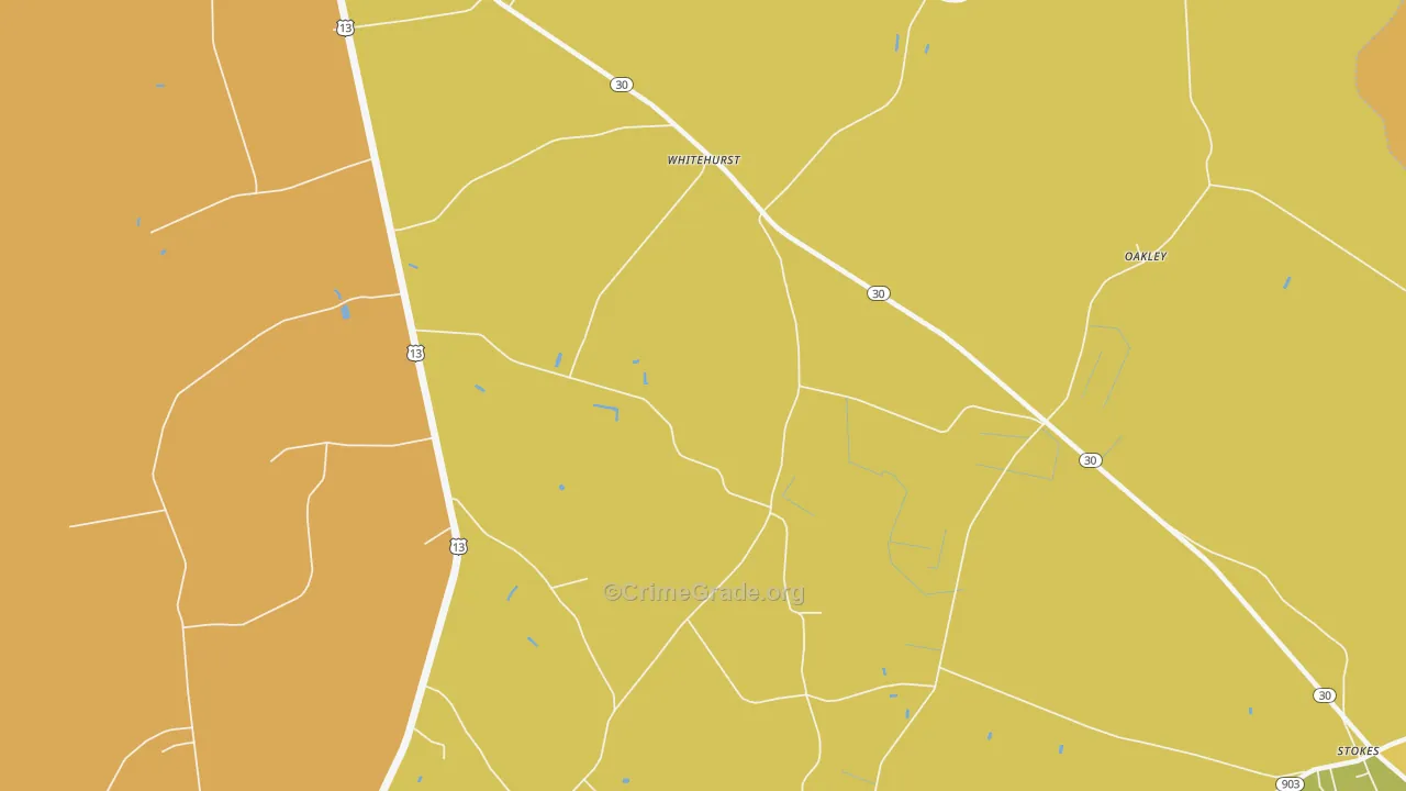 Whitehurst, NC Map of Vehicle Theft Rates
