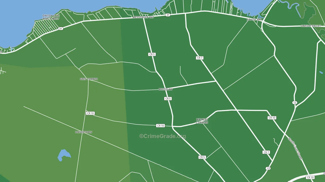 Whitelaw, NY Map of Vehicle Theft Rates