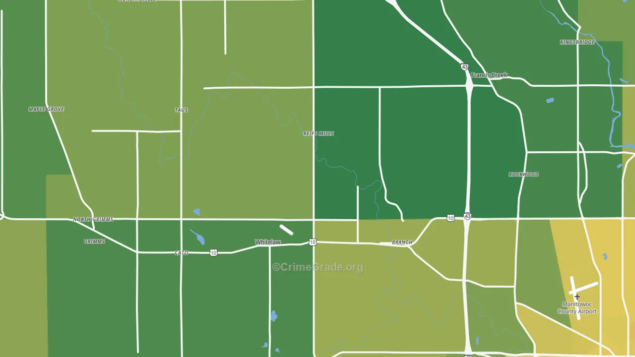 Whitelaw, WI Map of Vehicle Theft Rates