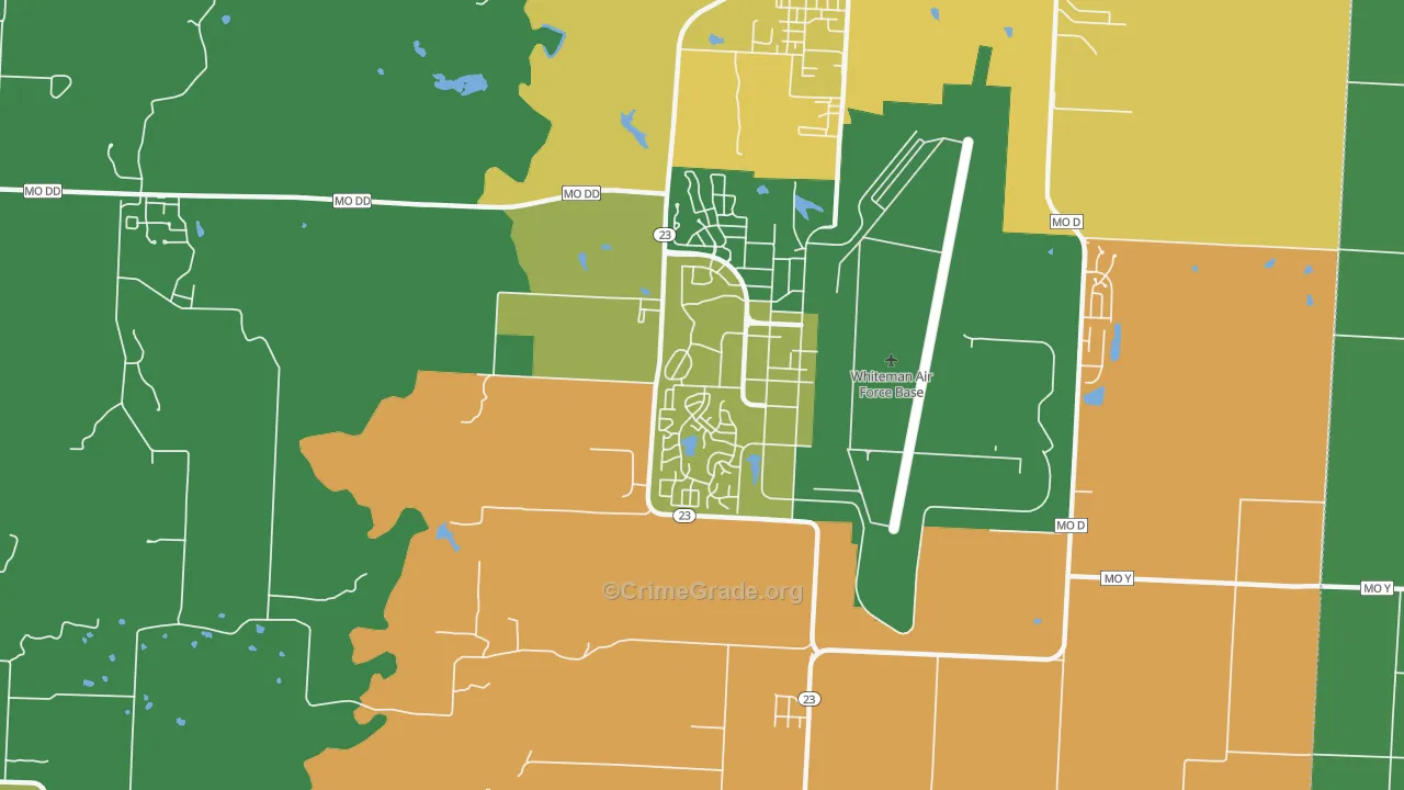 Whiteman AFB, MO Map of Vehicle Theft Rates