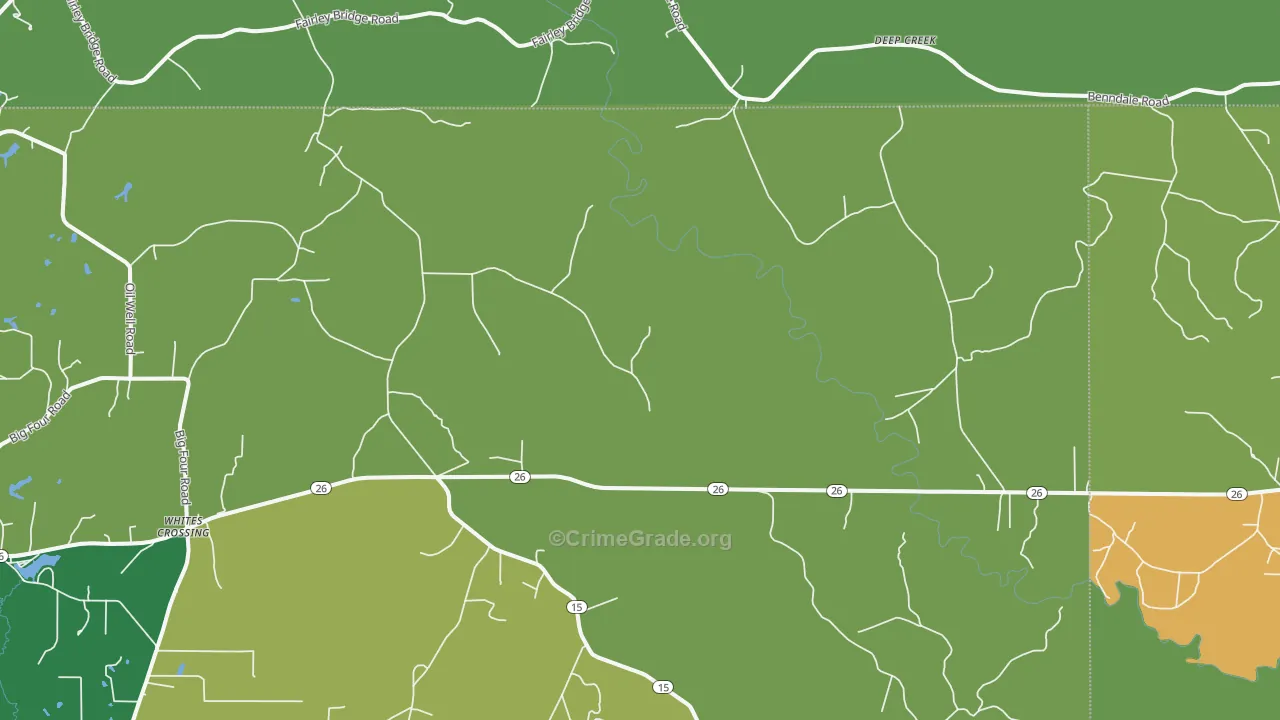 Whites Crossing, MS Map of Vehicle Theft Rates