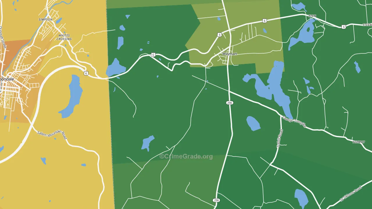 Whites Crossing, PA Map of Vehicle Theft Rates