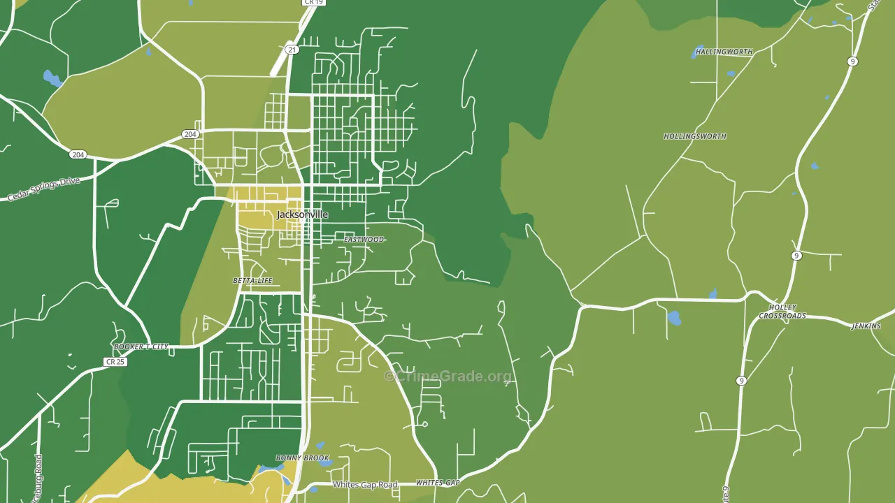 Whites Gap, AL Map of Vehicle Theft Rates