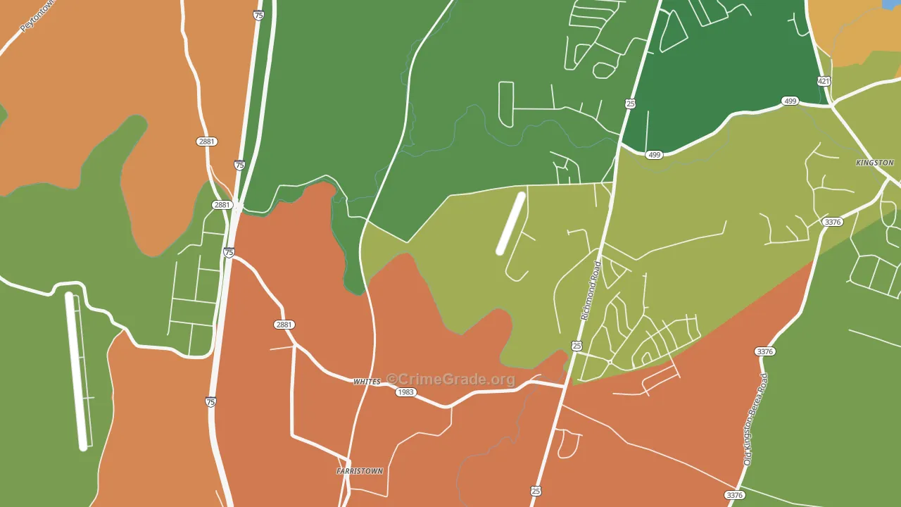 Whites, KY Map of Vehicle Theft Rates