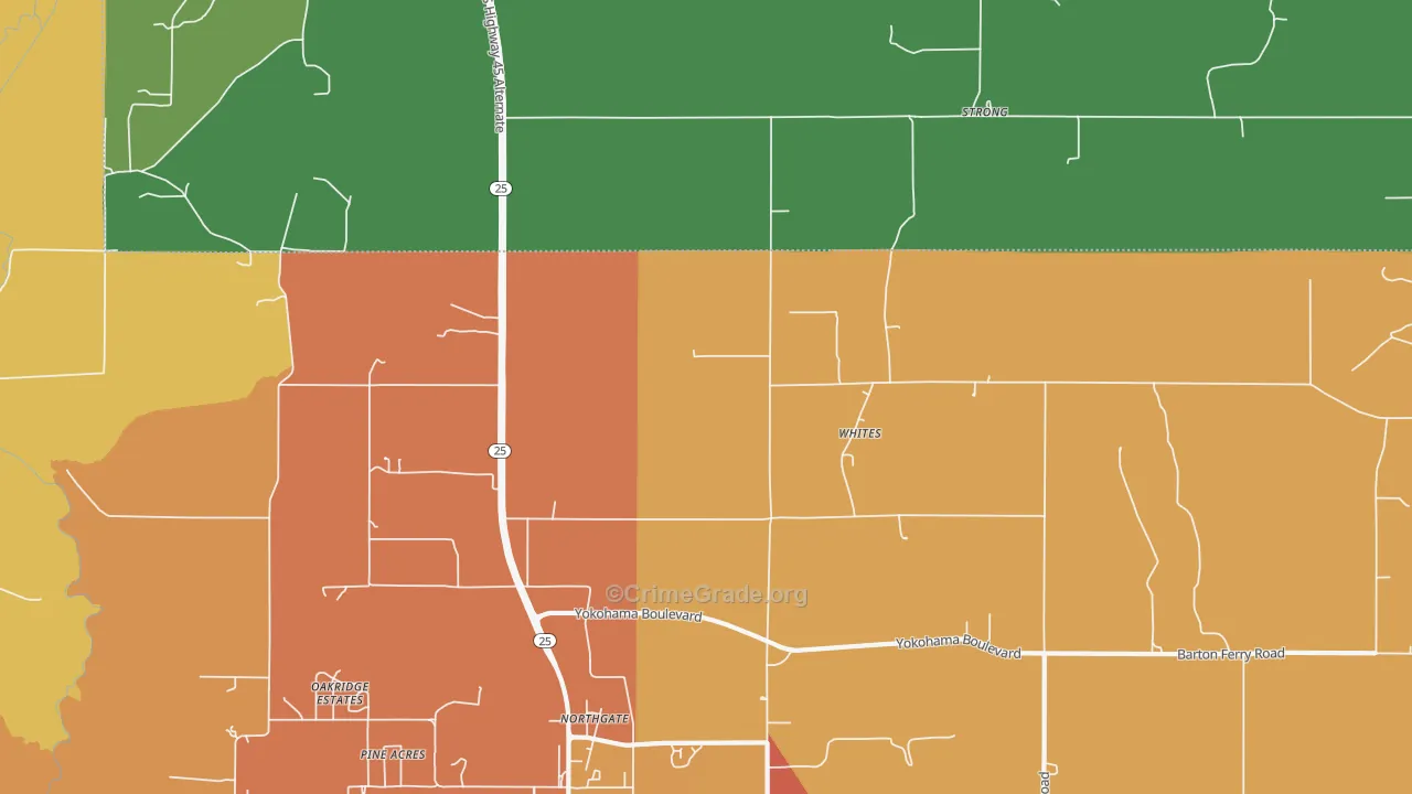 Whites, MS Map of Vehicle Theft Rates