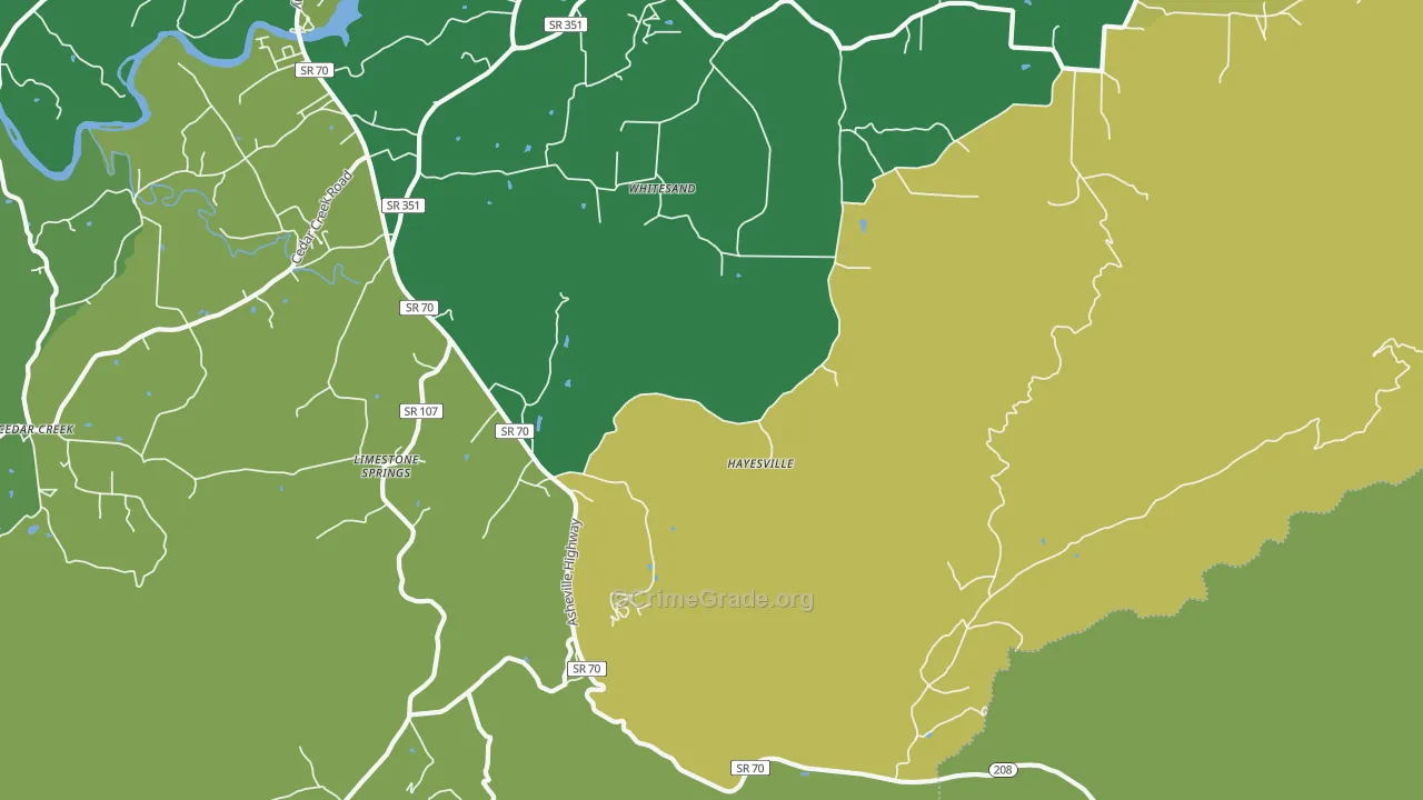 Whitesand, TN Map of Vehicle Theft Rates