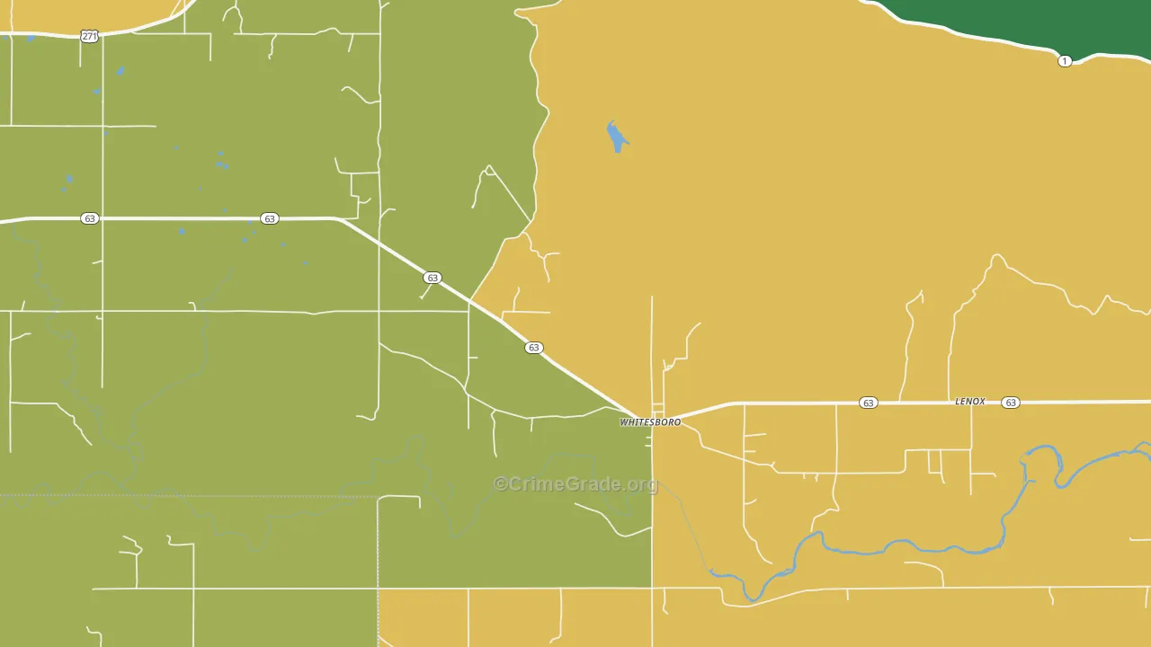 Whitesboro, OK Map of Vehicle Theft Rates