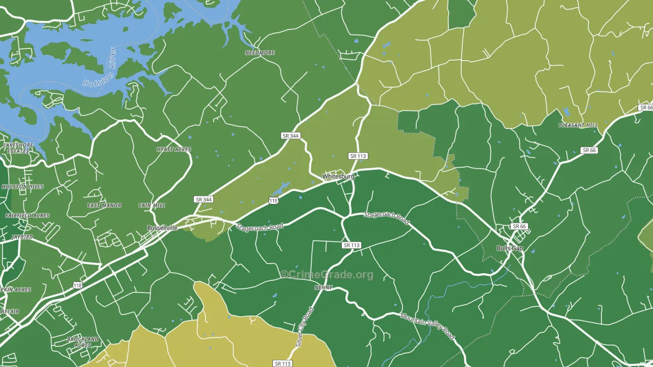 Whitesburg, TN Map of Vehicle Theft Rates