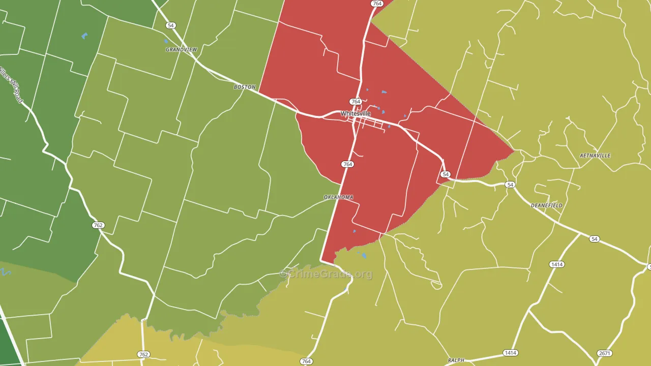 Whitesville, KY Map of Vehicle Theft Rates