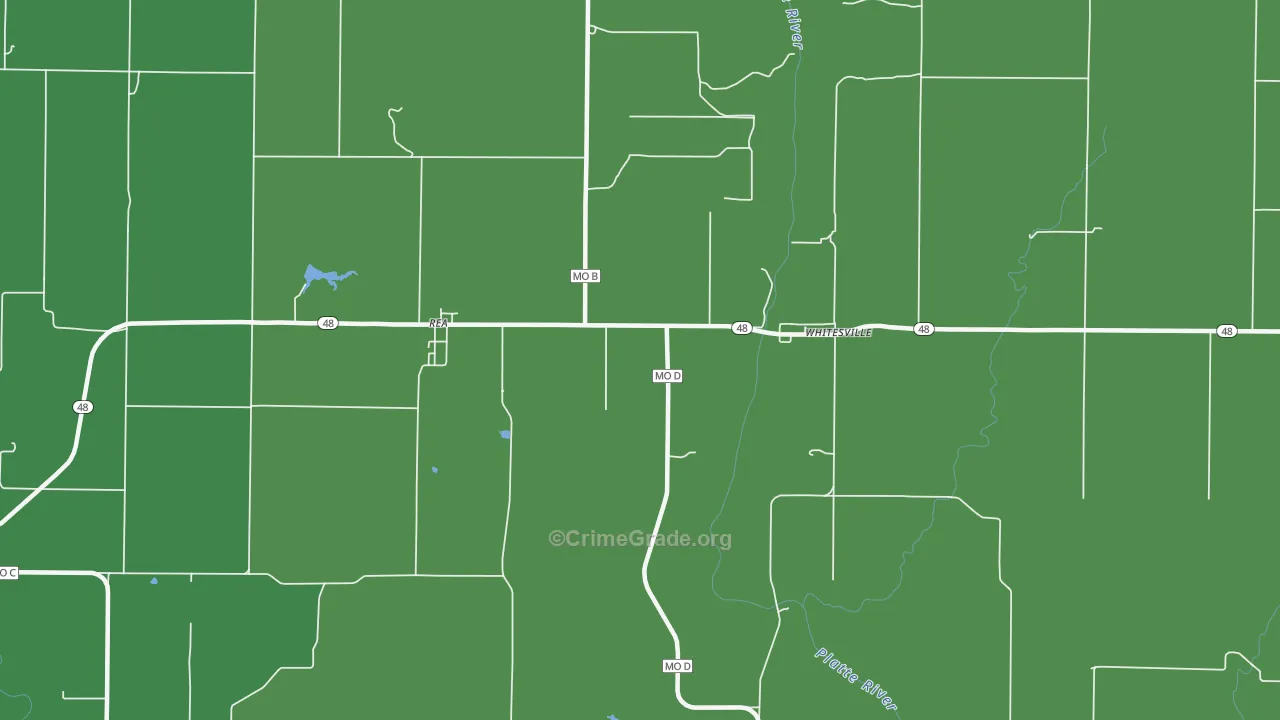 Whitesville, MO Map of Vehicle Theft Rates