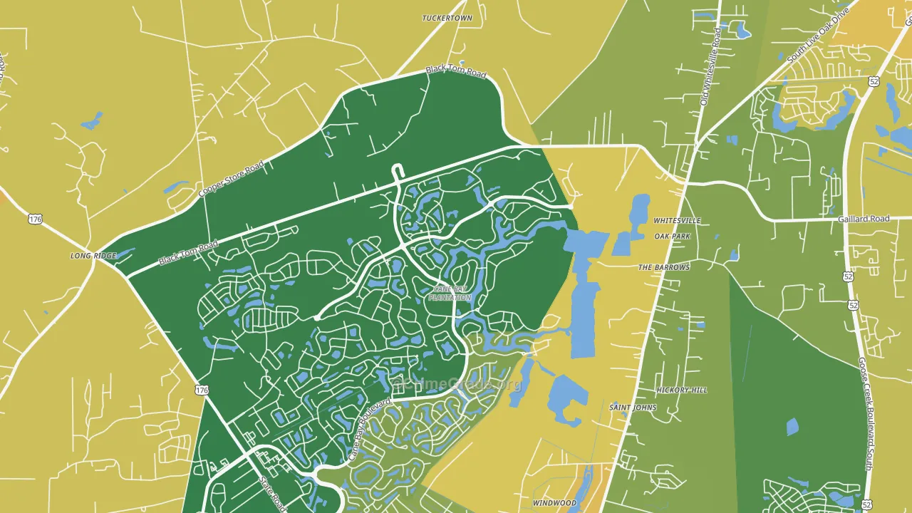Whitesville, SC Map of Vehicle Theft Rates