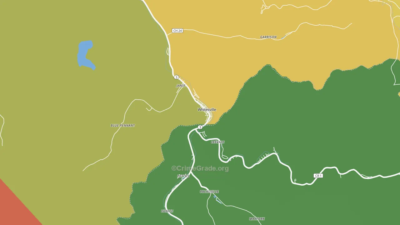 Whitesville, WV Map of Vehicle Theft Rates