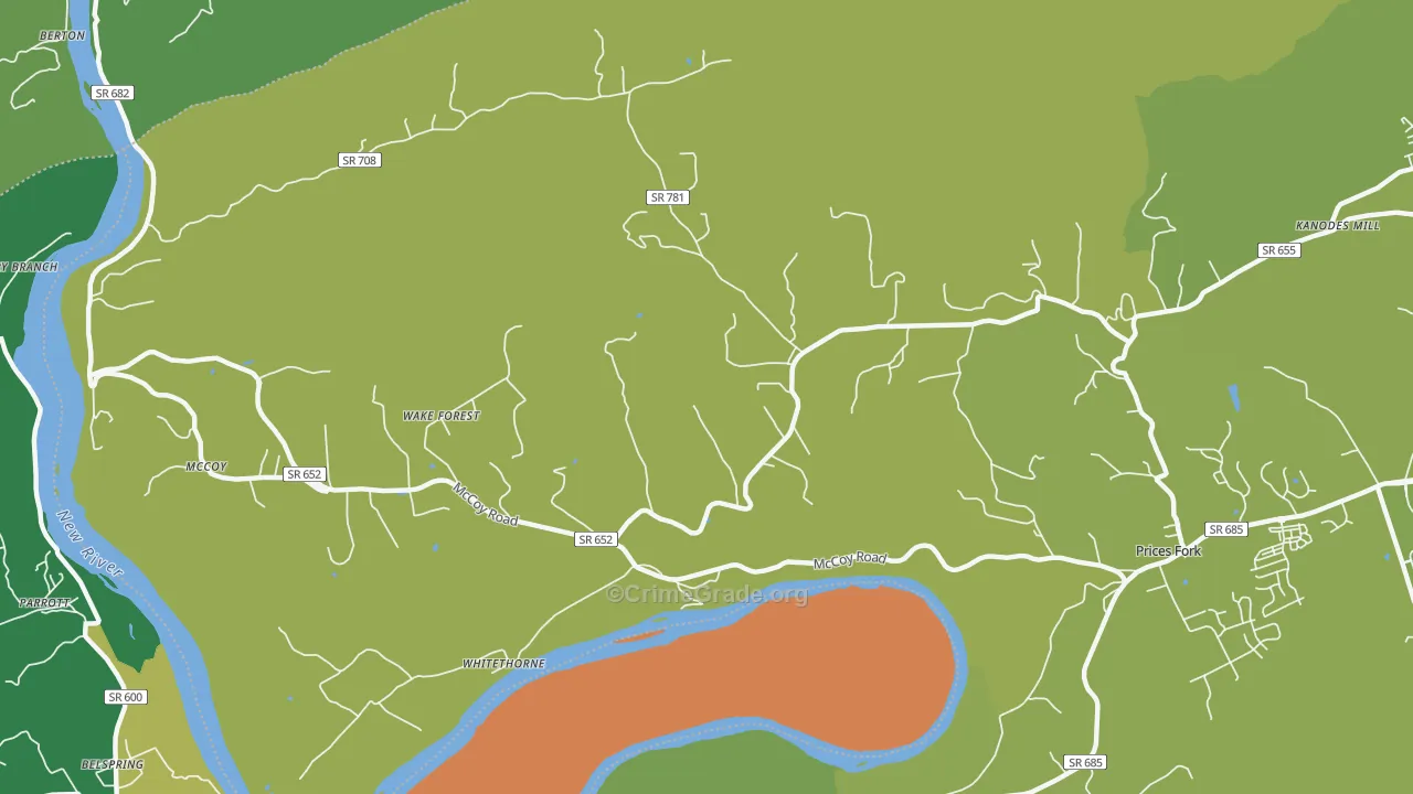 Whitethorne, VA Map of Vehicle Theft Rates