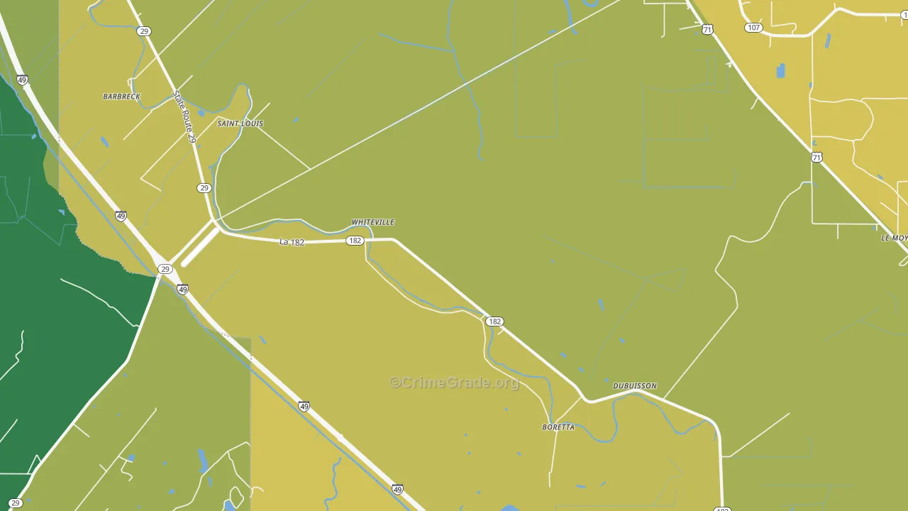 Whiteville, LA Map of Vehicle Theft Rates