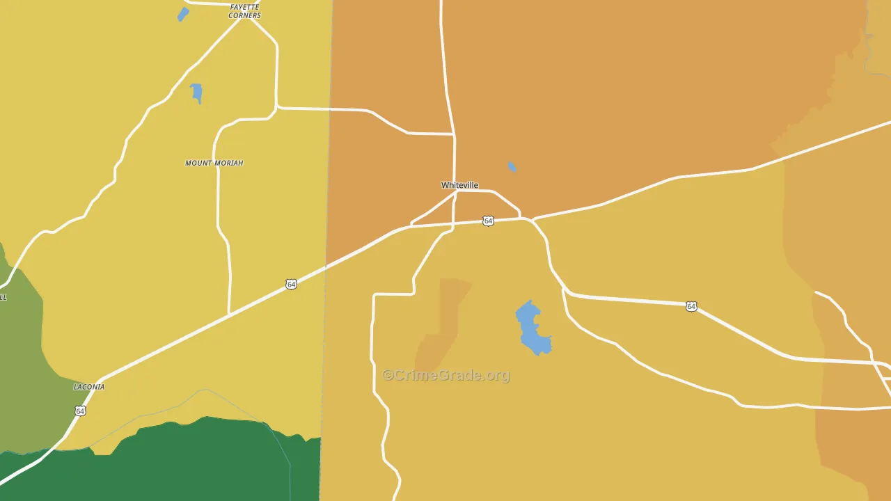 Whiteville, TN Map of Vehicle Theft Rates