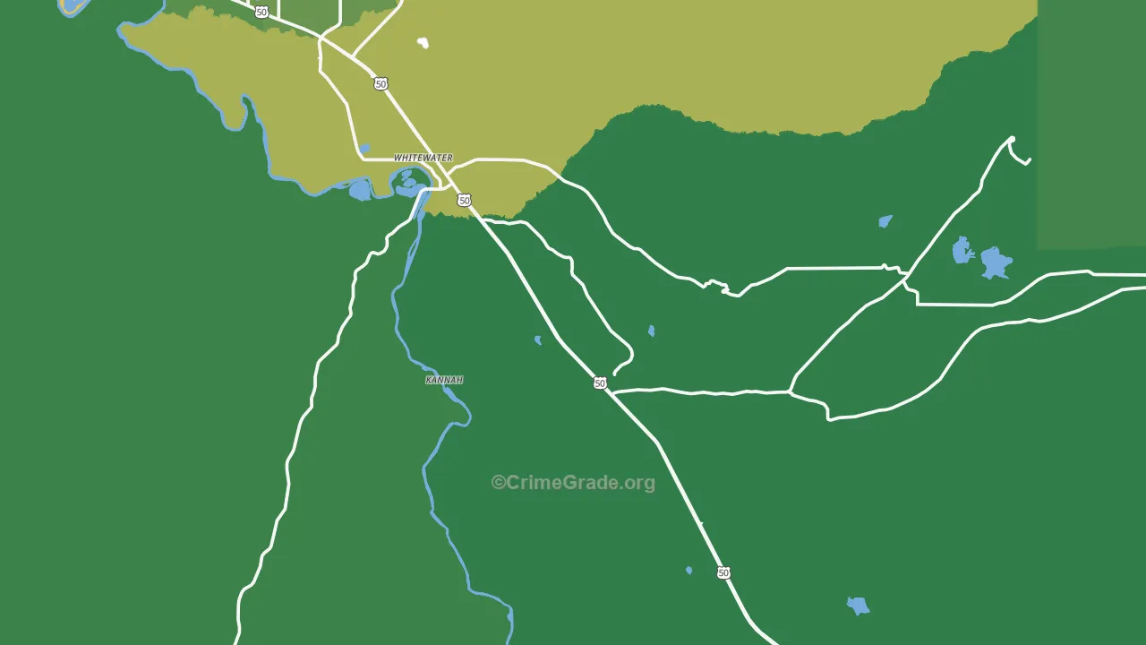 Whitewater, CO Map of Vehicle Theft Rates