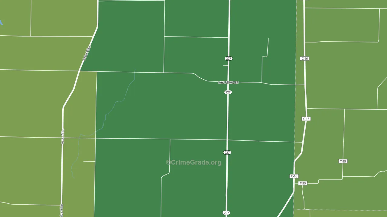 Whitewater, IN Map of Vehicle Theft Rates