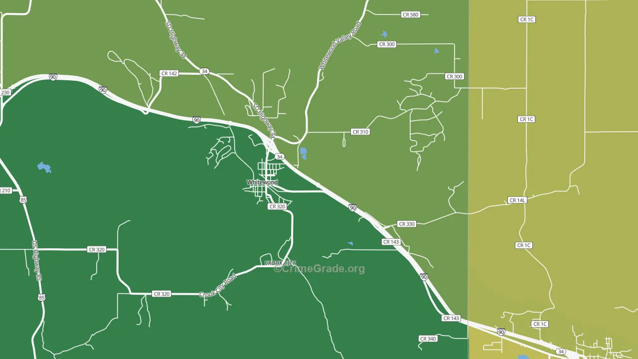 Whitewood, SD Map of Vehicle Theft Rates