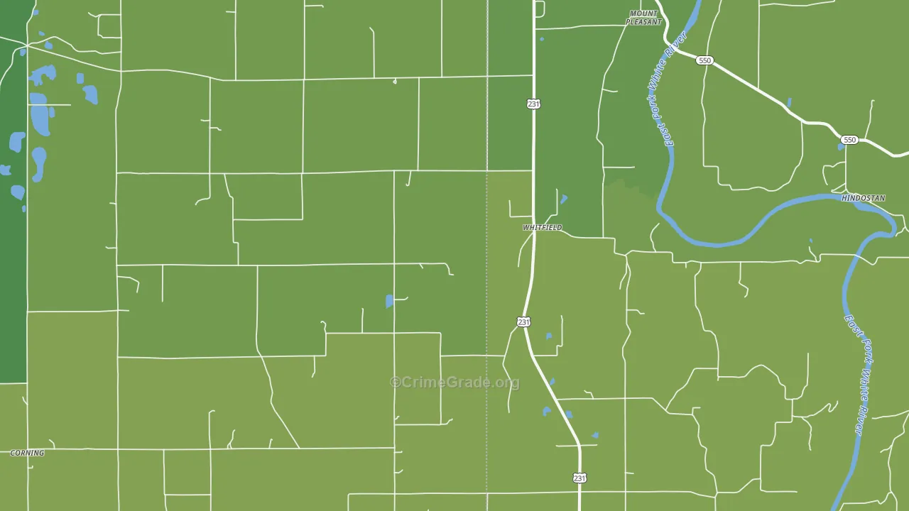 Whitfield, IN Map of Vehicle Theft Rates