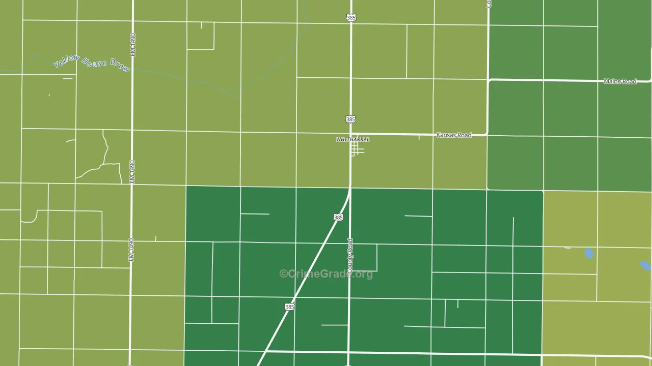 Whitharral, TX Map of Vehicle Theft Rates