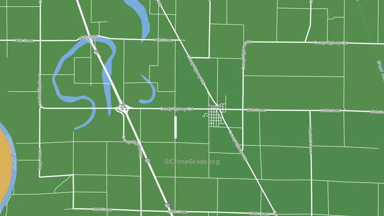 Whiting, IA Map of Vehicle Theft Rates