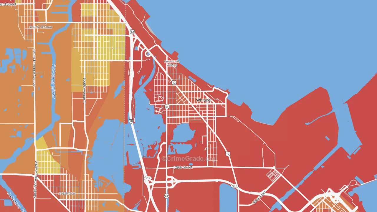 Whiting, IN Map of Vehicle Theft Rates
