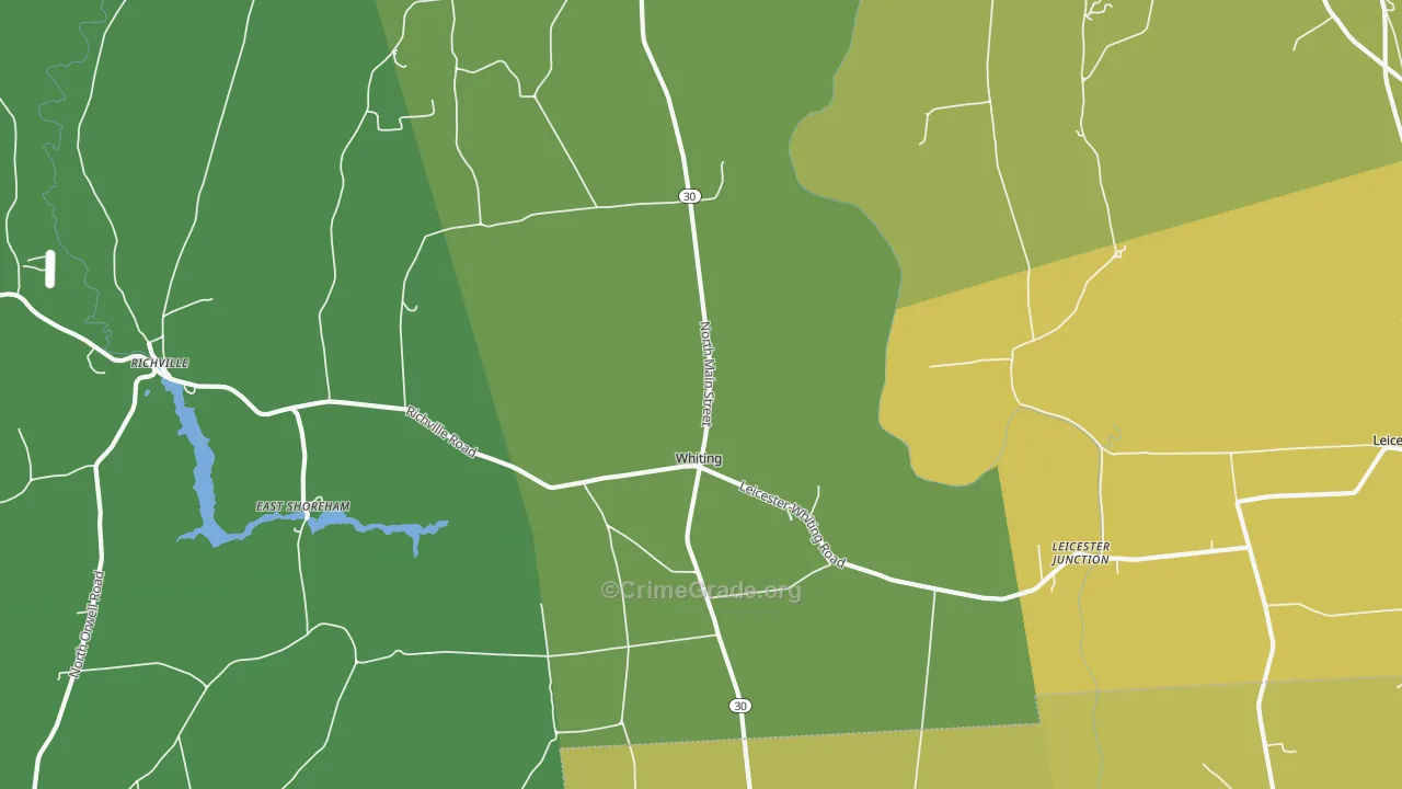 Whiting, VT Map of Vehicle Theft Rates