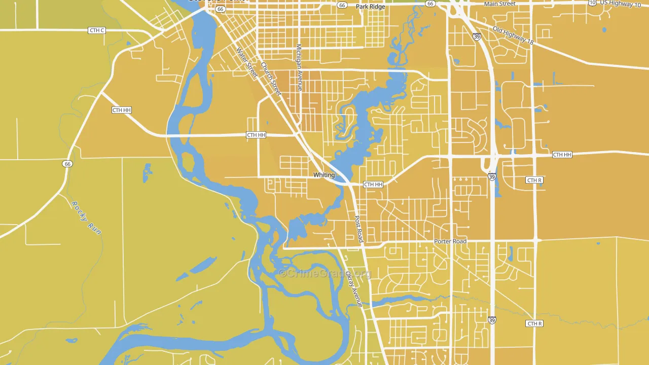 Whiting, WI Map of Vehicle Theft Rates
