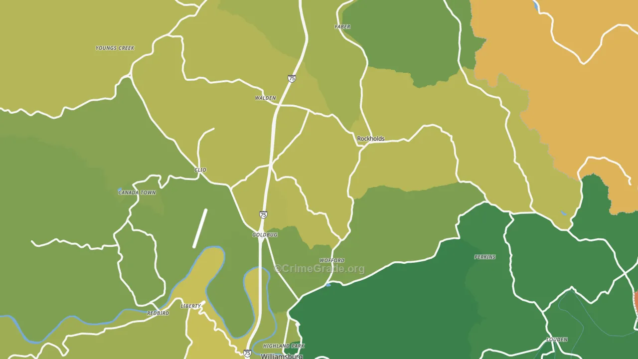 Whitley County, KY Map of Vehicle Theft Rates
