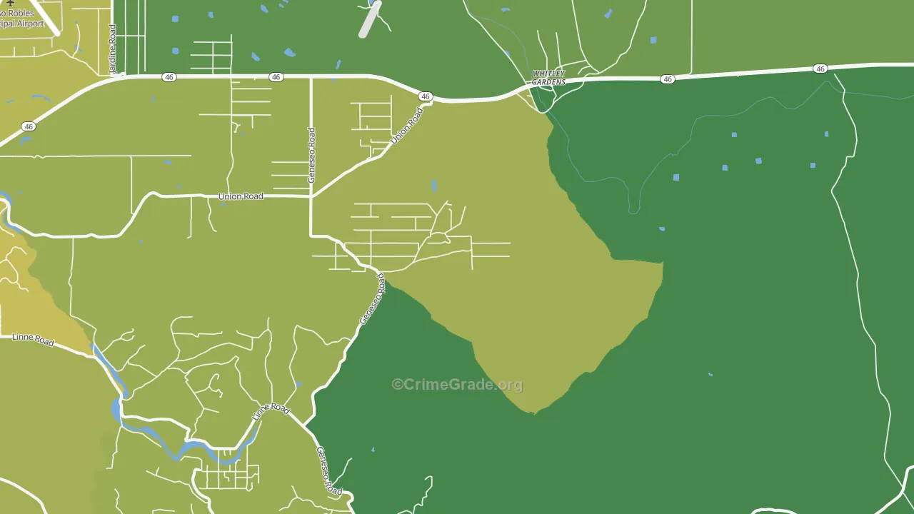 Whitley Gardens, CA Map of Vehicle Theft Rates