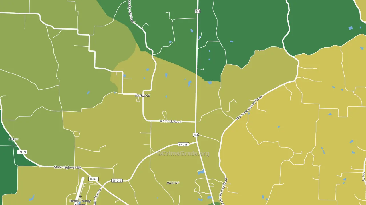 Whitlock, TN Map of Vehicle Theft Rates