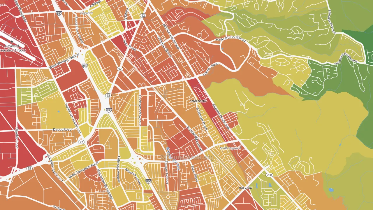Whitman-Mocine, Hayward, CA Map of Vehicle Theft Rates