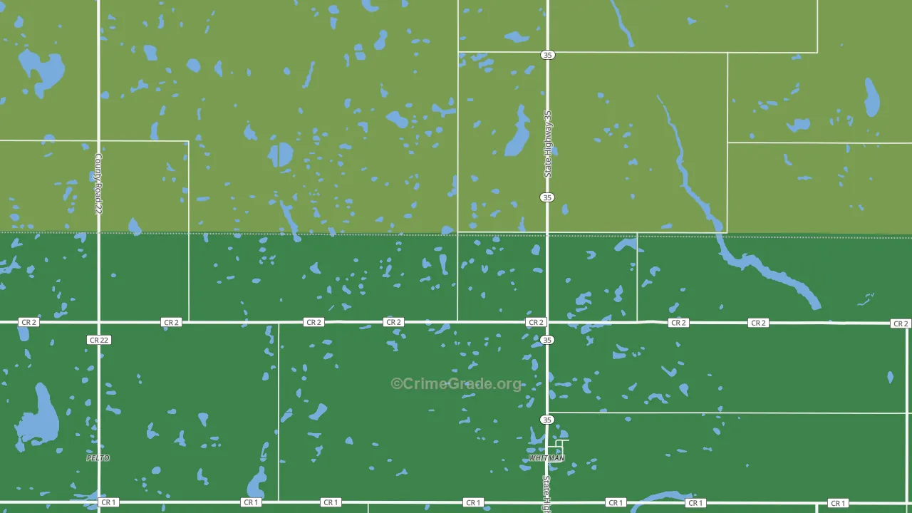 Whitman, ND Map of Vehicle Theft Rates
