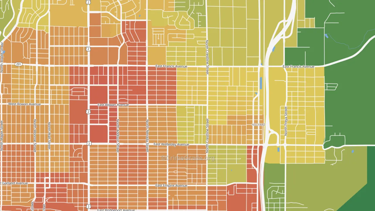 Whitman, Spokane, WA Map of Vehicle Theft Rates