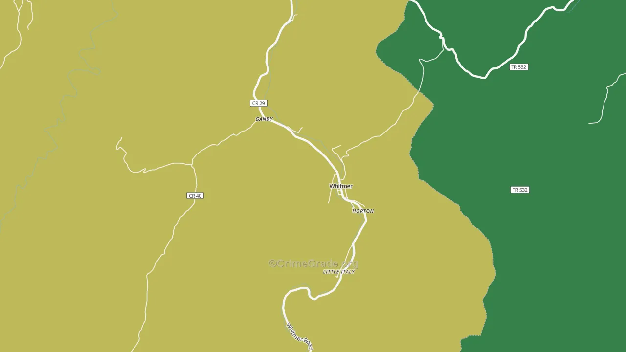 Whitmer, WV Map of Vehicle Theft Rates