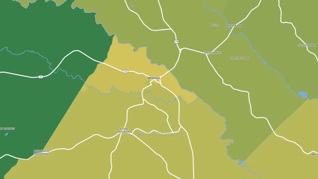 Whitmire, SC Map of Vehicle Theft Rates