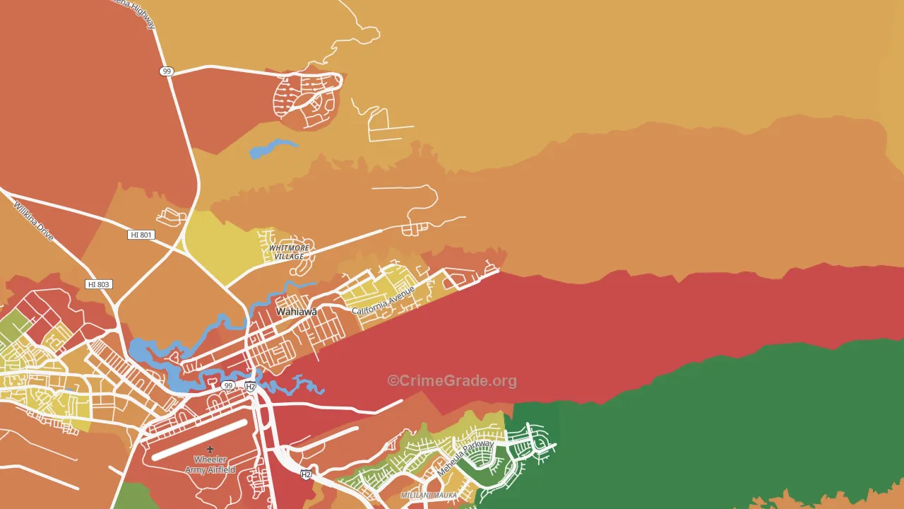 Whitmore Village, HI Map of Vehicle Theft Rates