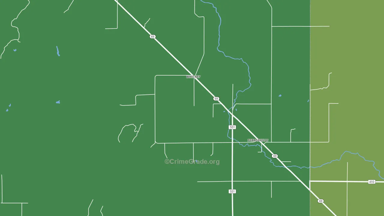 Whitney, MI Map of Vehicle Theft Rates