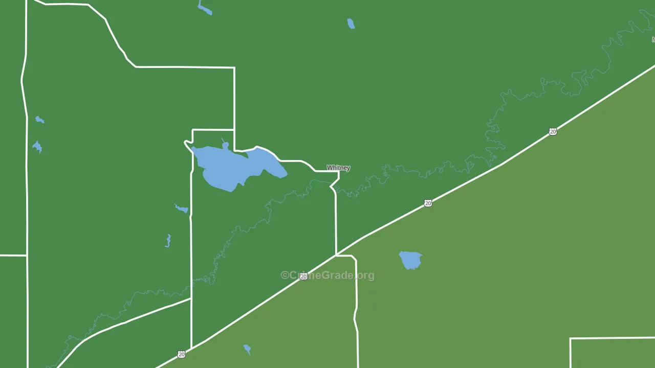 Whitney, NE Map of Vehicle Theft Rates