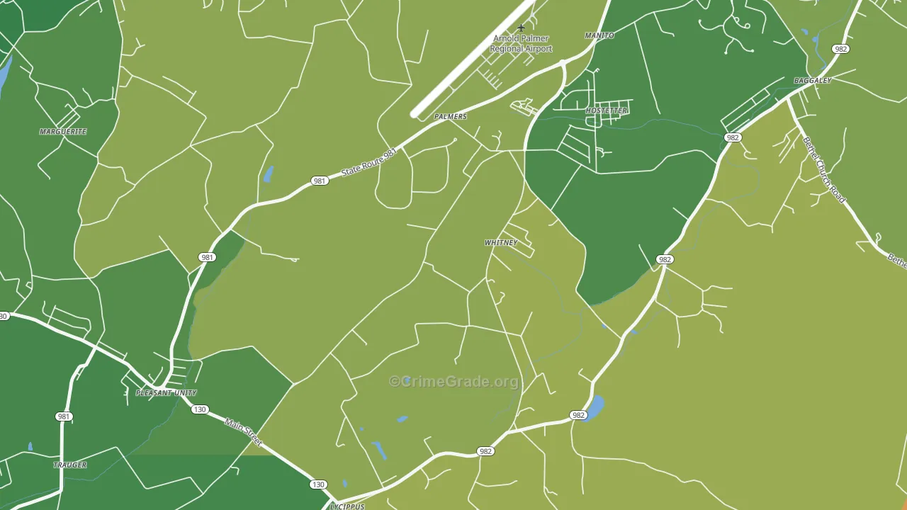 Whitney, PA Map of Vehicle Theft Rates