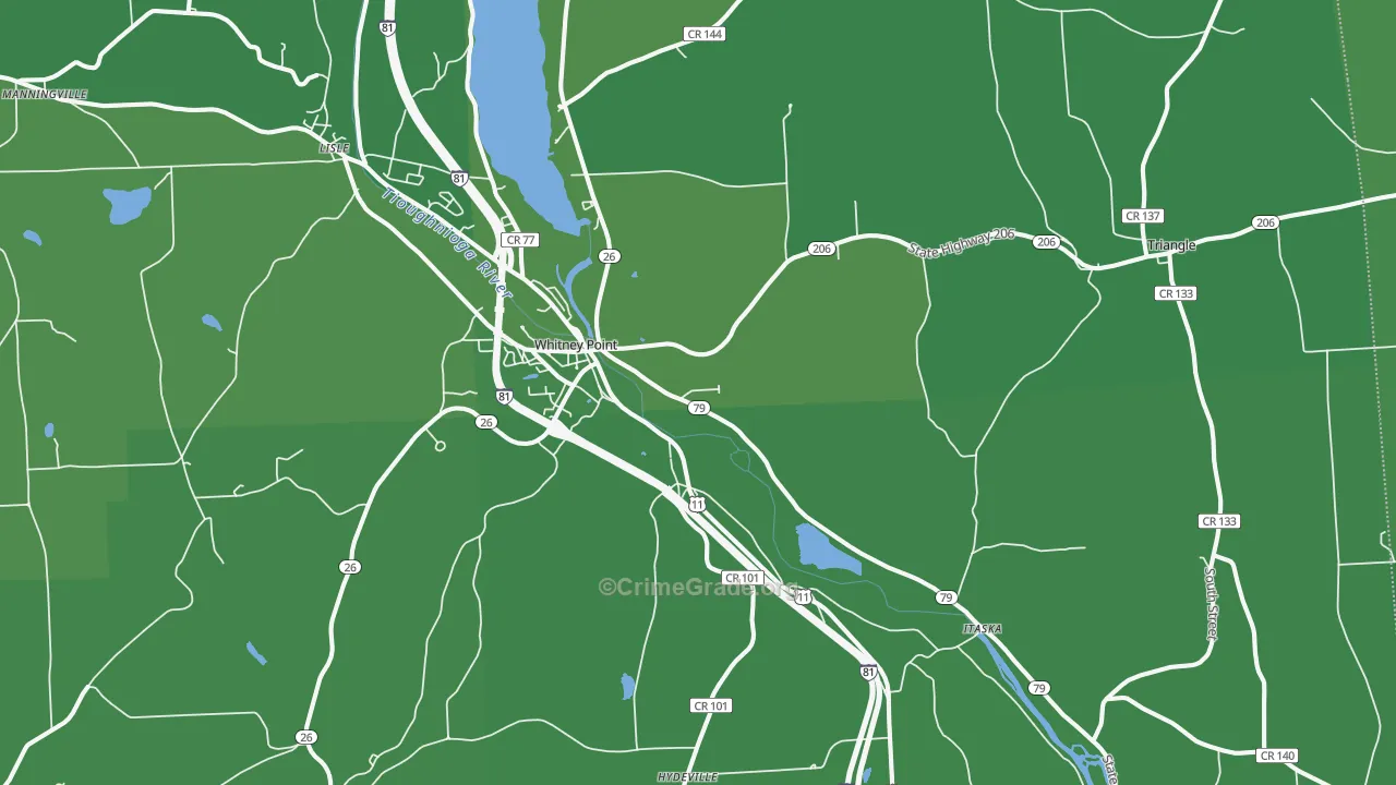 Whitney Point, NY Map of Vehicle Theft Rates