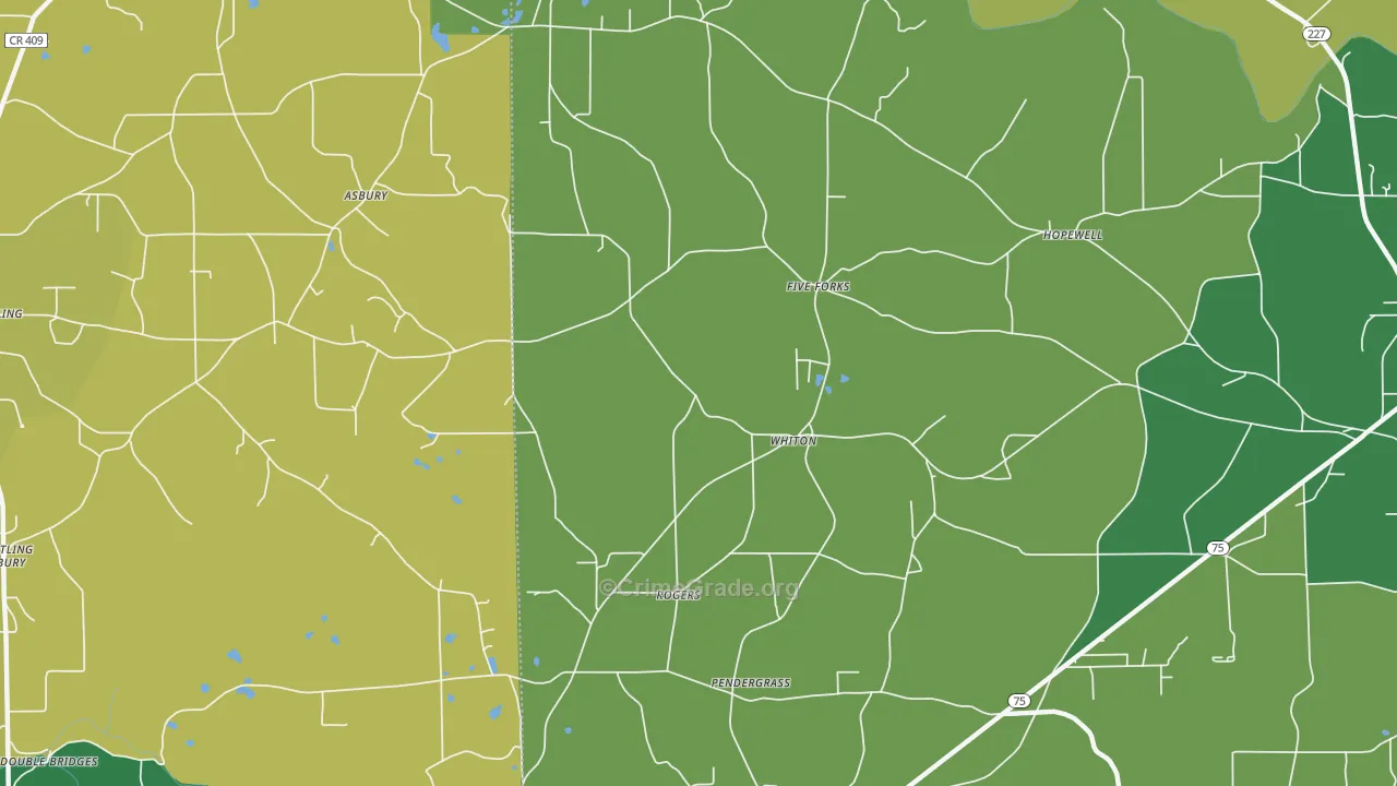 Whiton, AL Map of Vehicle Theft Rates