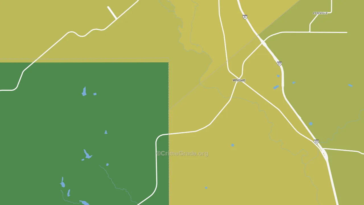 Whitsett, TX Map of Vehicle Theft Rates
