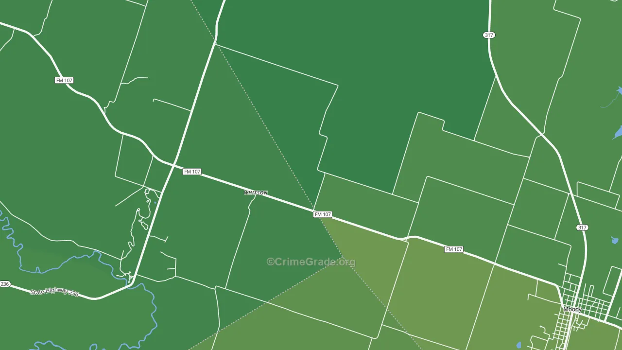 Whitson, TX Map of Vehicle Theft Rates